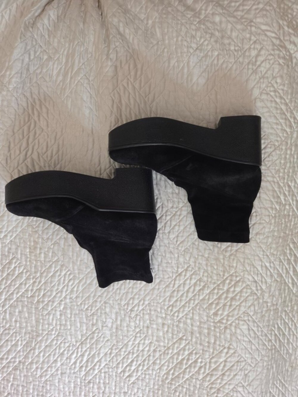 Robert Clergerie Black Suede Platform Wedge Ankle Boots 8.5M - Picture 3 of 9